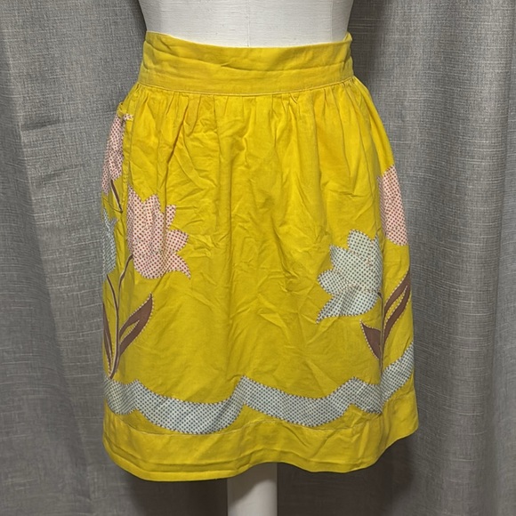 Vintage Apron-Bright Yellow Floral with Mini Polka Dot Print-EUC - Picture 6 of 12